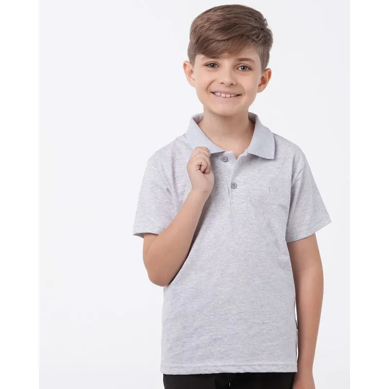 Polo Infantil Manga Curta Cinza 6