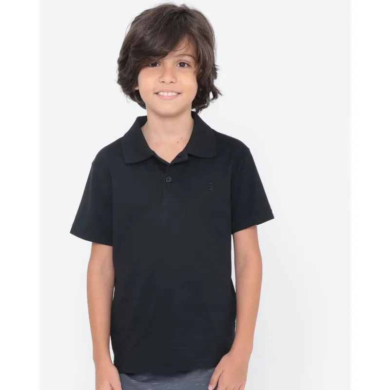 Polo Infantil Manga Curta Básica Preta 6