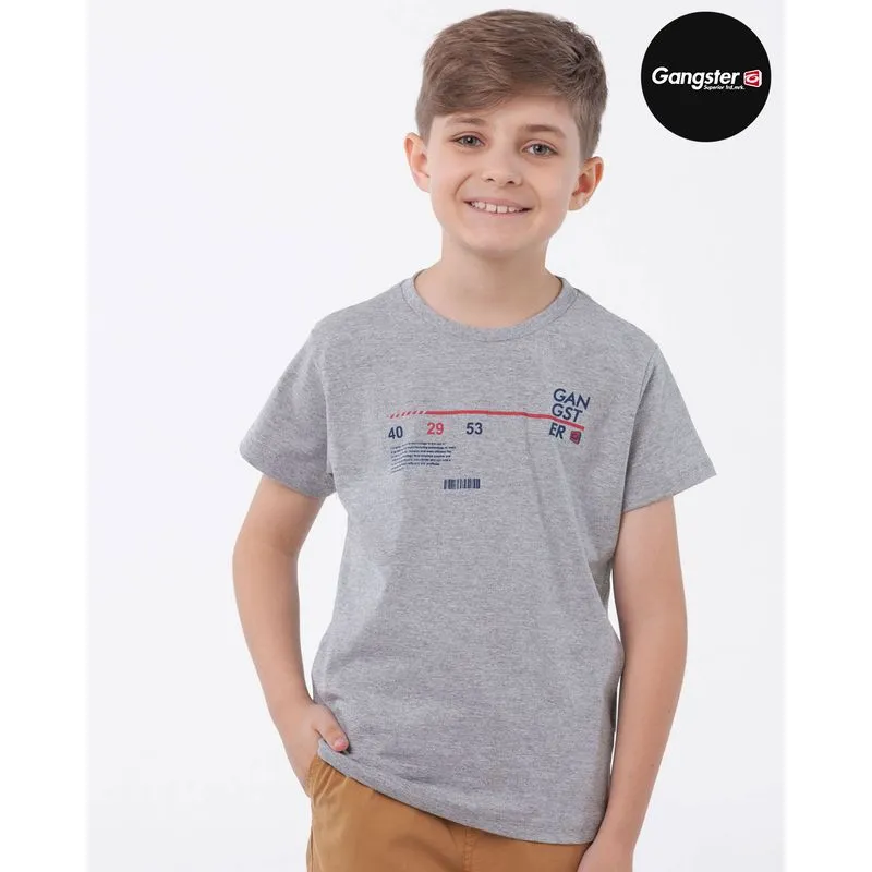 Camiseta Infantil Manga Curta Gangster Cinza 4