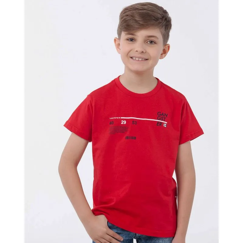 Camiseta Infantil Manga Curta Gangster Vermelha 4