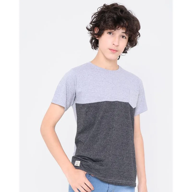 Camiseta Juvenil Manga Curta Com Bolso Multicor Cinza 16