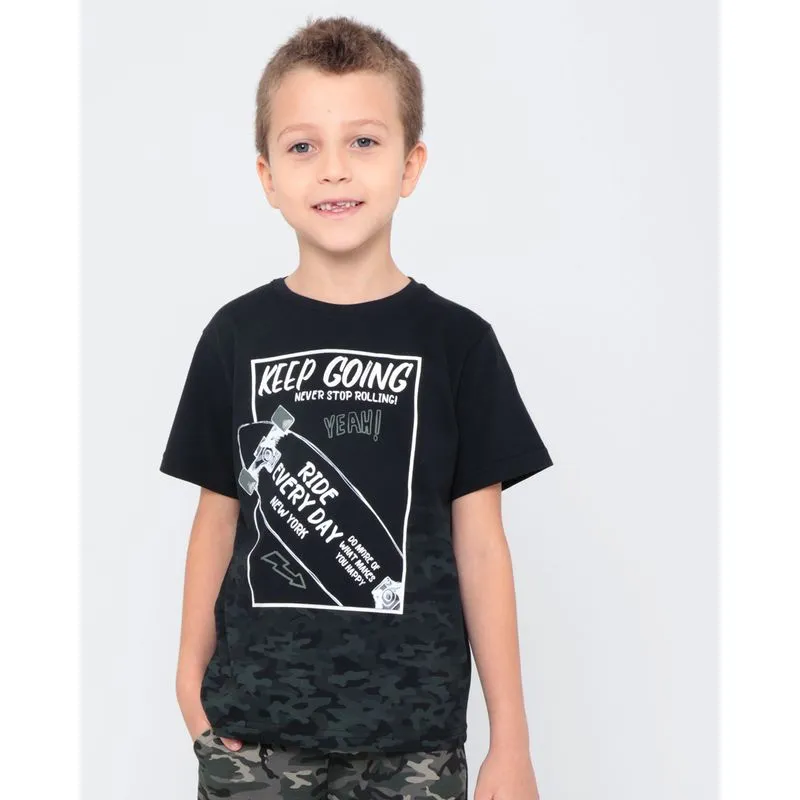 Camiseta Infantil Estampa Skate Preta 10