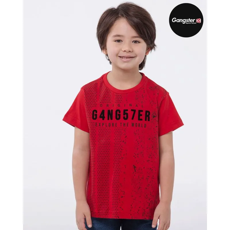 Camiseta Infantil Manga Curta Street Gangster Vermelha 4