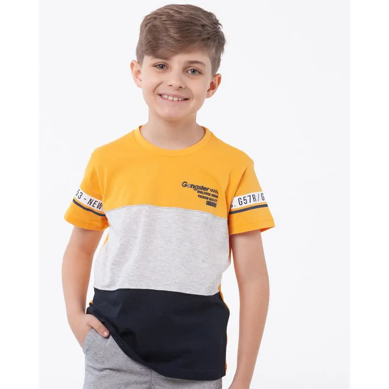 Camiseta Infantil Listras Gangster Mostarda 8