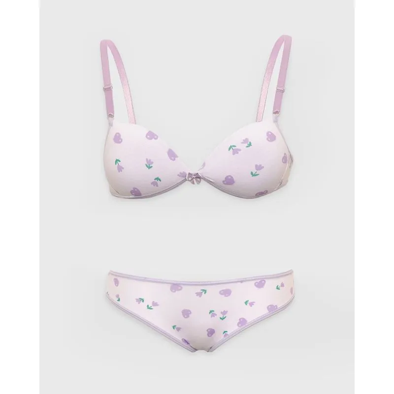 Conjunto Lingerie Juvenil Bojo Estampado Lilás 14