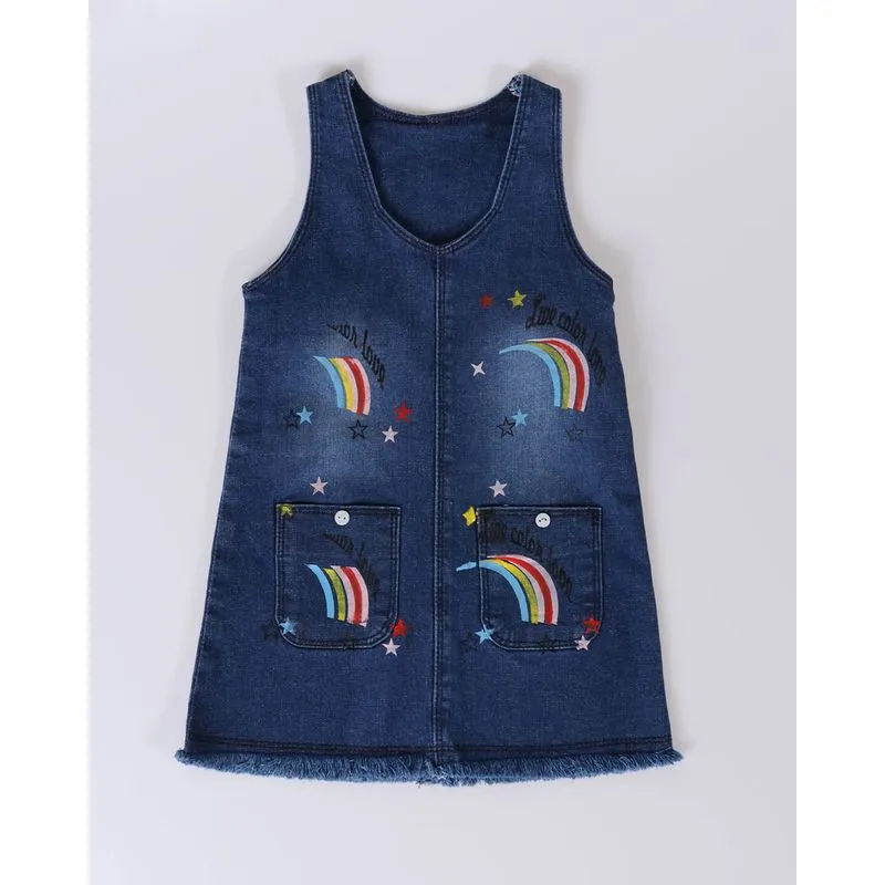 Salopete Jeans Bebê Arco Íris Azul 3