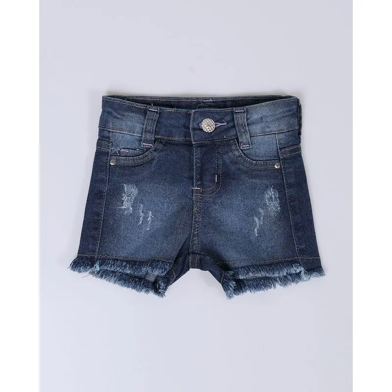 Short Jeans Bebê Puídos Azul 1