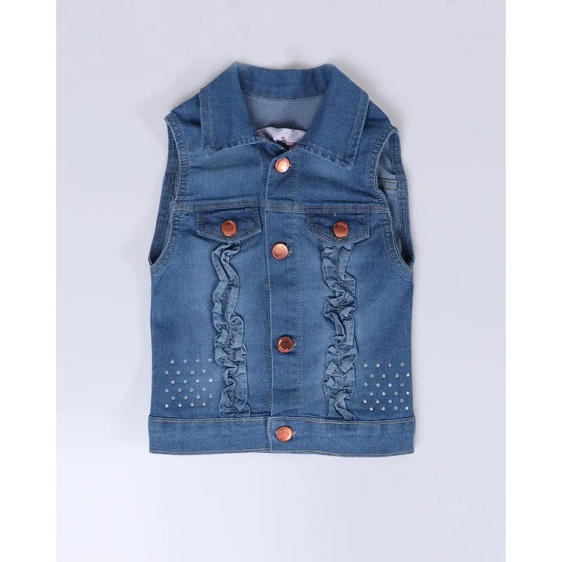 Colete Bebê Jeans Babados Azul 3