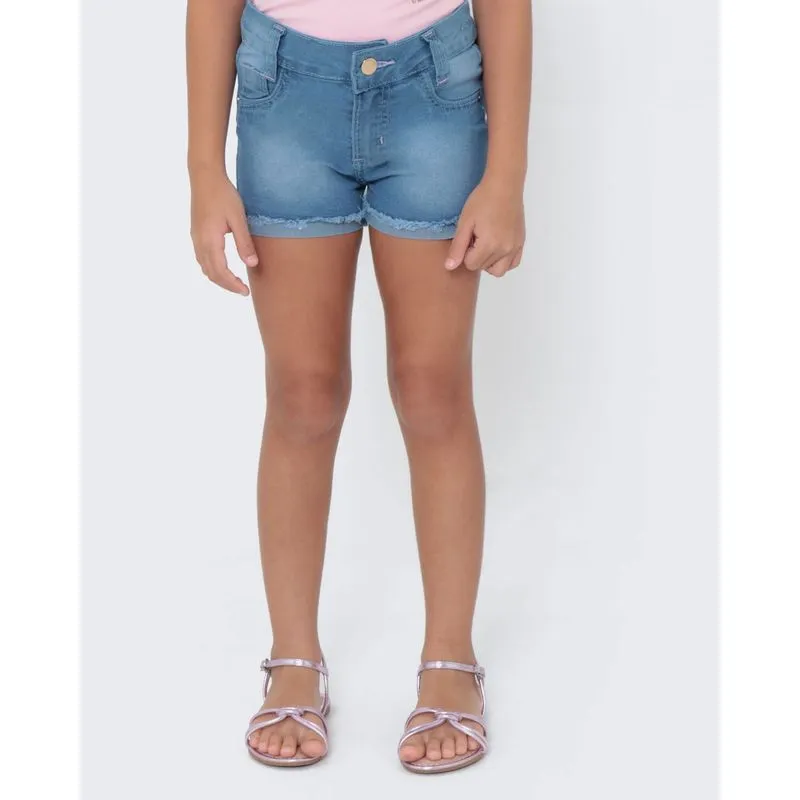 Short Infantil Jeans Barra Desfiada Azul 6