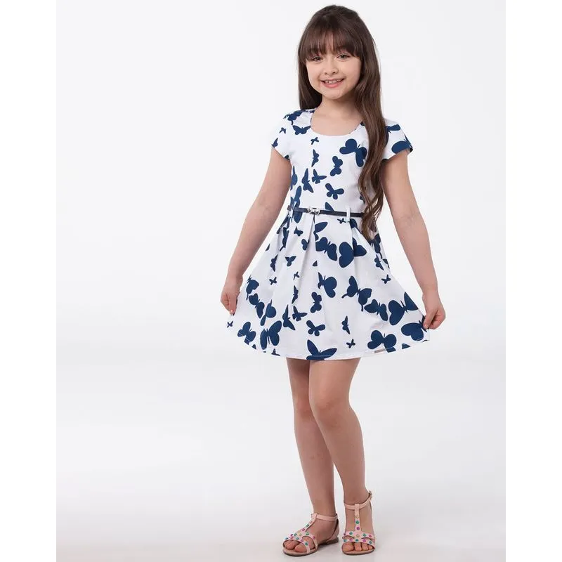 Vestido Infantil Estampa Borboletas Branco 8