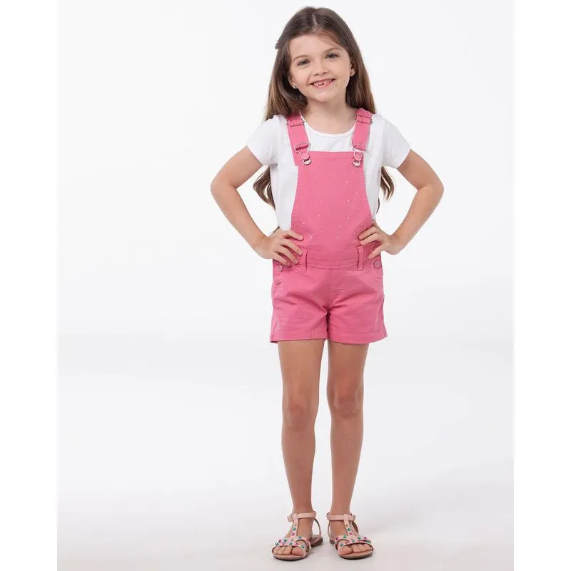 Jardineira Infantil Strass Rosa 6