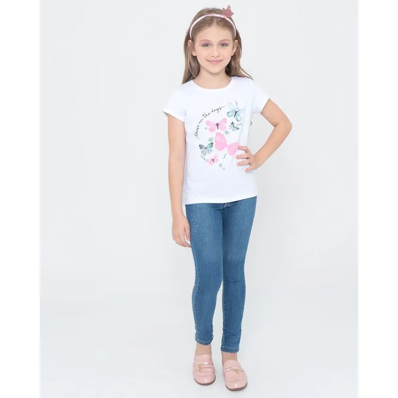 Calça Jeans Infantil Com Strass Azul 6