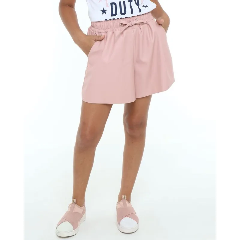 Short Juvenil Sintético Rosa Claro 14