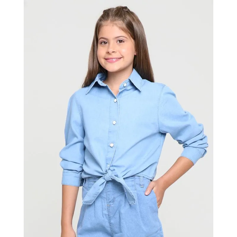 Camisa Juvenil Cropped Nó Azul 12