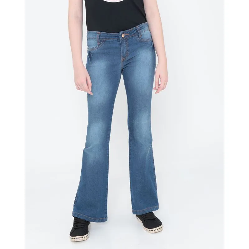 Calça Jeans Juvenil Flare Stretch Azul 14