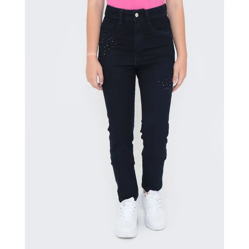 Calça Jeans Juvenil Skinny Strass Azul 12