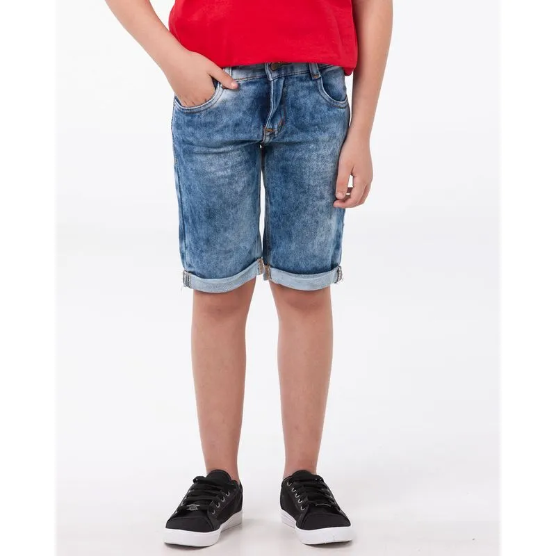 Bermuda Jeans Infantil Marmorizado Azul 8