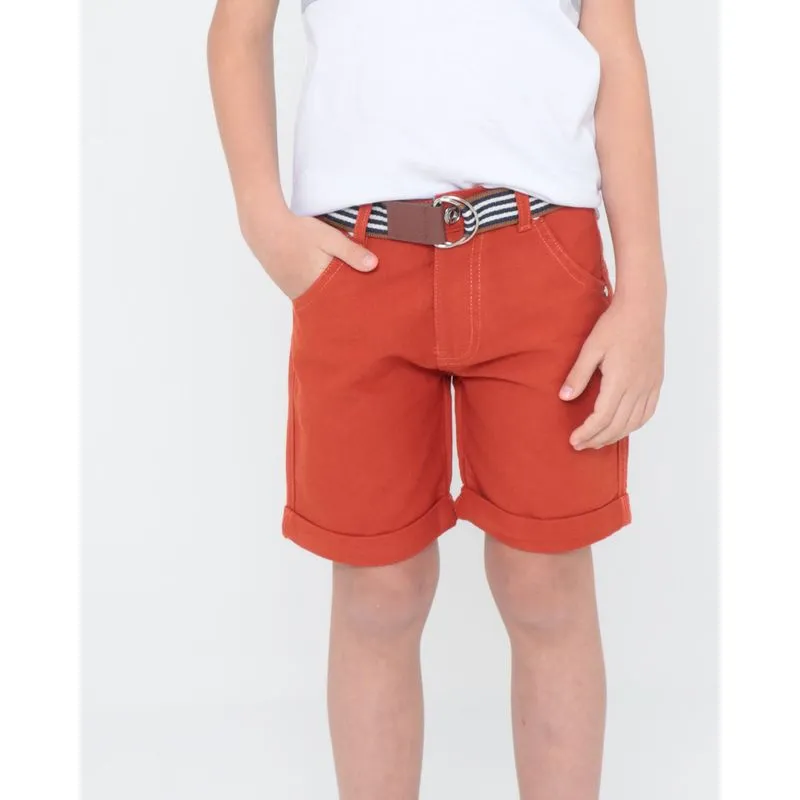Bermuda Jeans Infantil Com Cinto Laranja 8