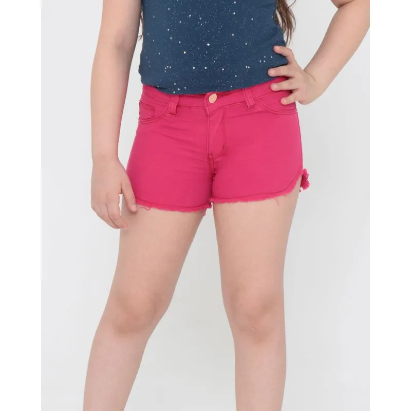 Short Sarja Infantil Boxer Barra Desfiada Rosa 4