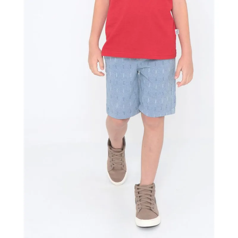 Bermuda Jeans Infantil Padronagem Azul Claro 8