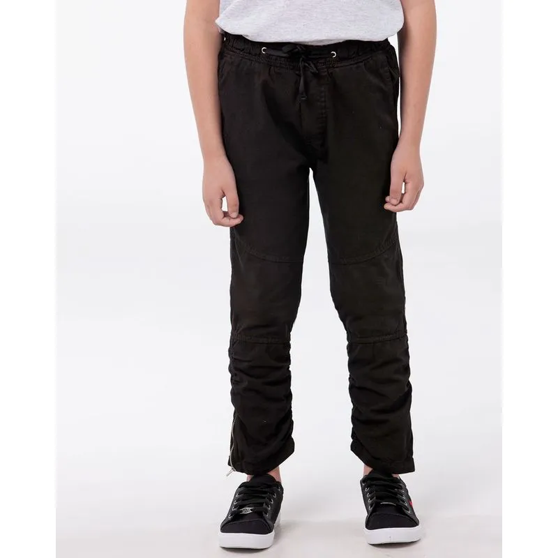 Calça Infantil Sarja Zíper Barra Preta 8
