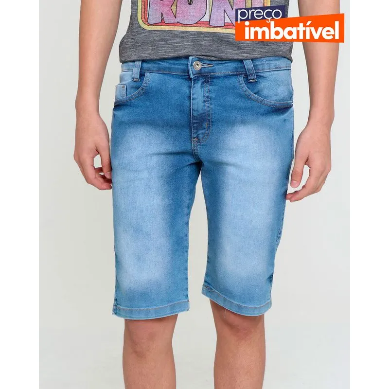 Bermuda Jeans Juvenil Delavê Azul 14