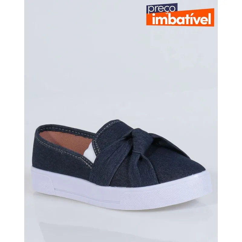 Tênis Feminino Slip On Jeans Nó Azul Escuro 39