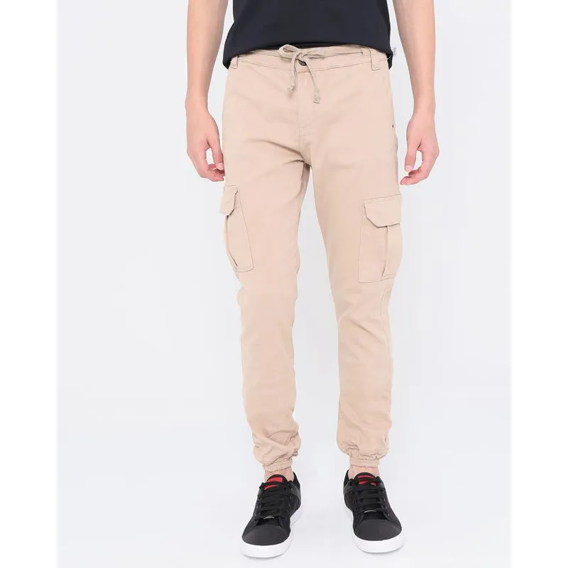 Calça Sarja Juvenil Jogger Cargo Bege 16