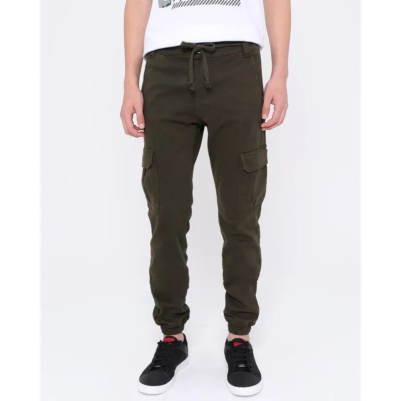 Calça Sarja Juvenil Jogger Cargo Verde 10