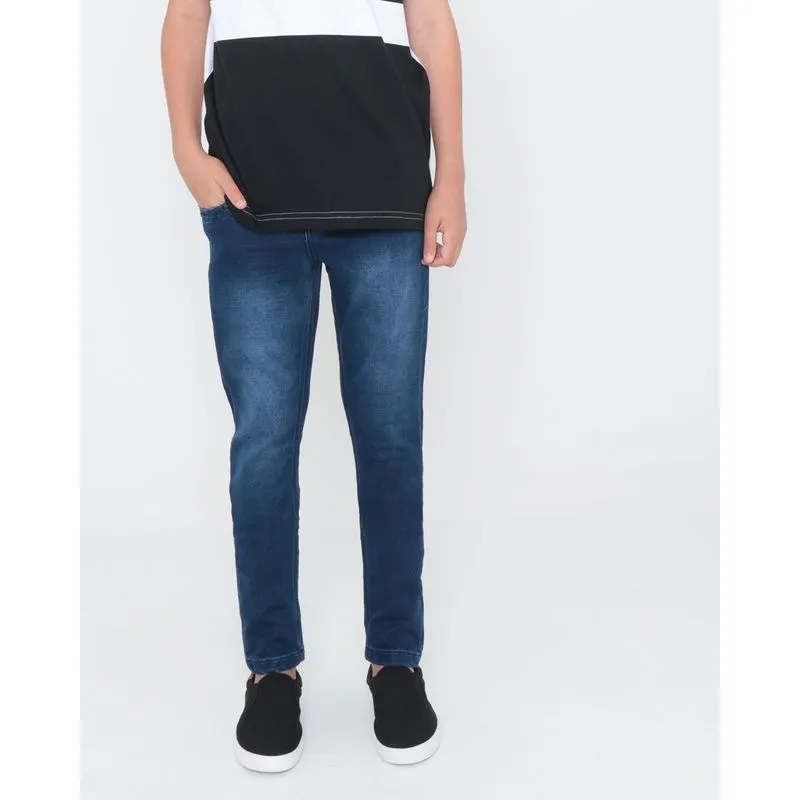 Calça Jeans Moletom Juvenil Cordão Azul Escuro 16