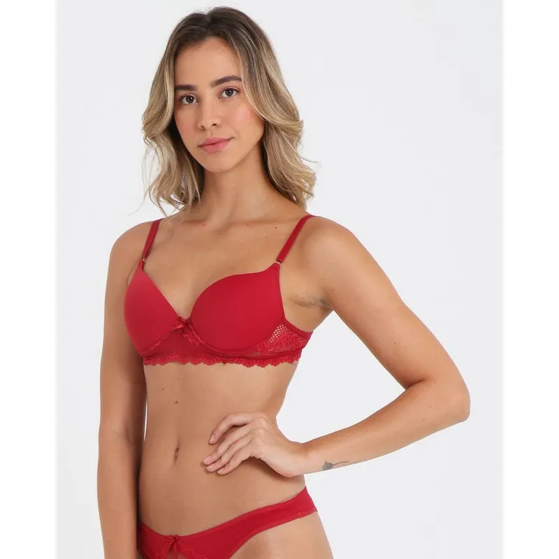 Sutiã Bojo Meia Taça Renda Vermelho 40