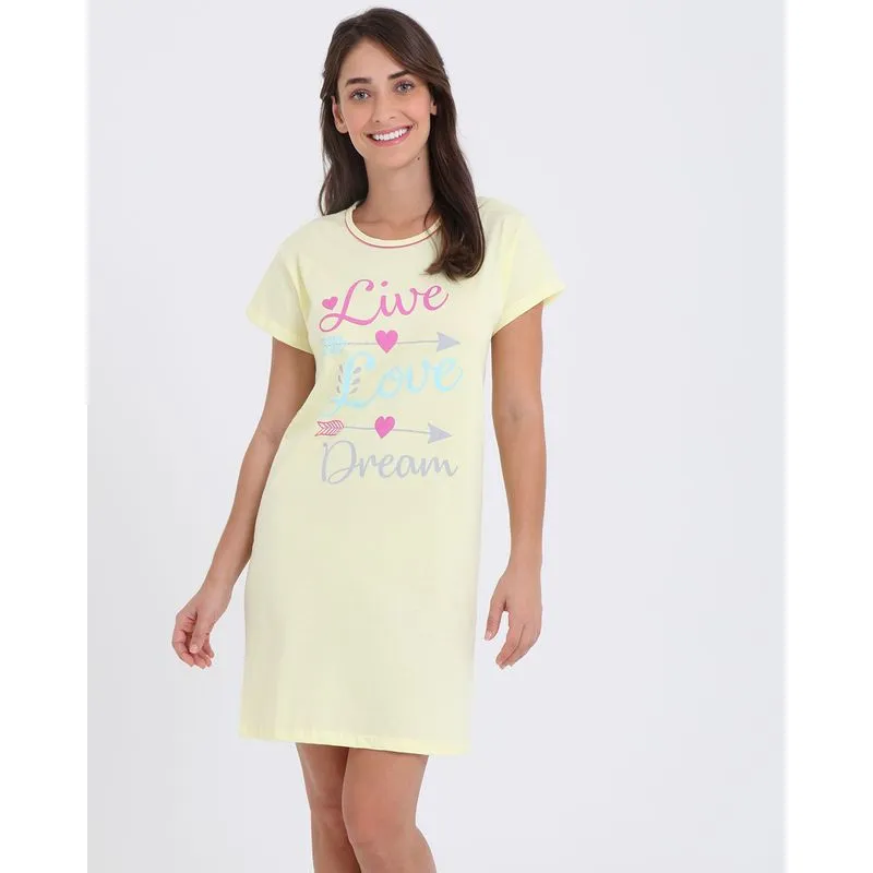 Camisola Manga Curta Estampa Escrita Amarela G