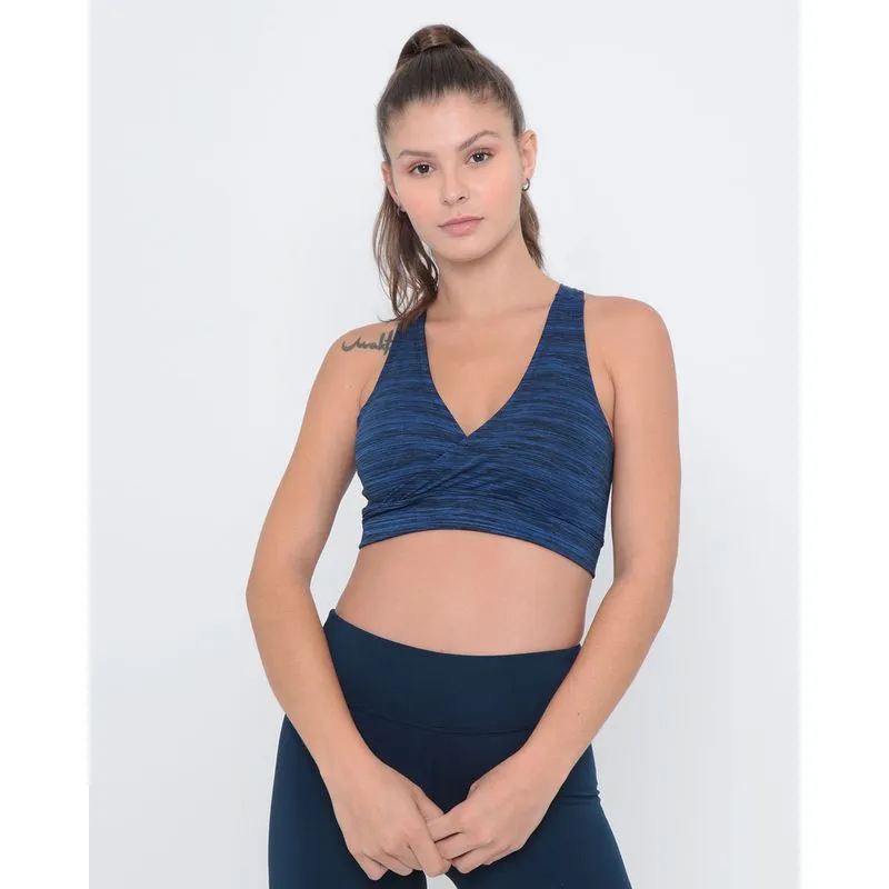Top Fitness Transpassado Azul Marinho M
