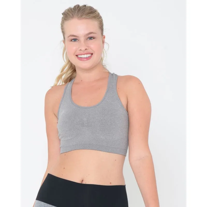 Top Fitness Com Bojo Textura Mescla Cinza GG