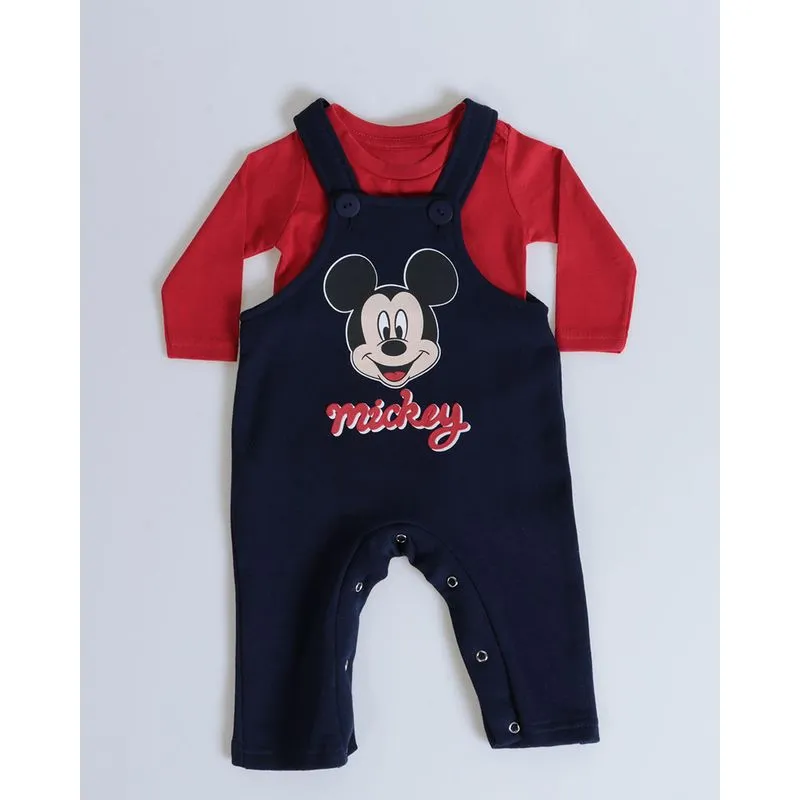 Conjunto Bebê Jardineira Mickey Mouse Disney Azul Marinho G