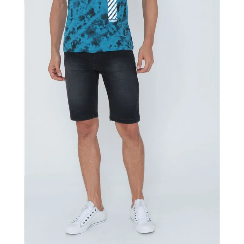 Bermuda Jeans Masculina Básica Preta 44