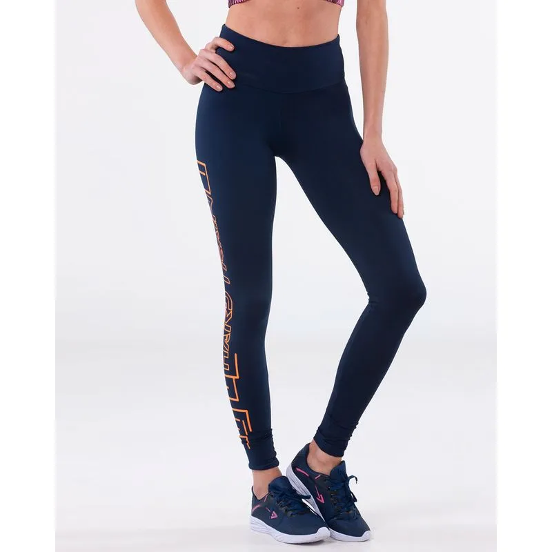 Calça Legging Fitness Estampa Lateral Marinho P