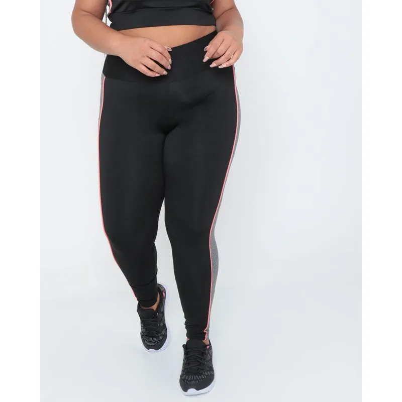 Calça Legging Plus Size Fitness Recorte Preta G2