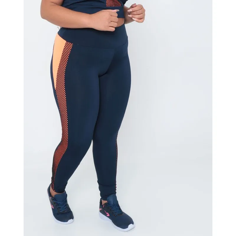 Calça Legging Plus Size Fitness Tela Azul G1