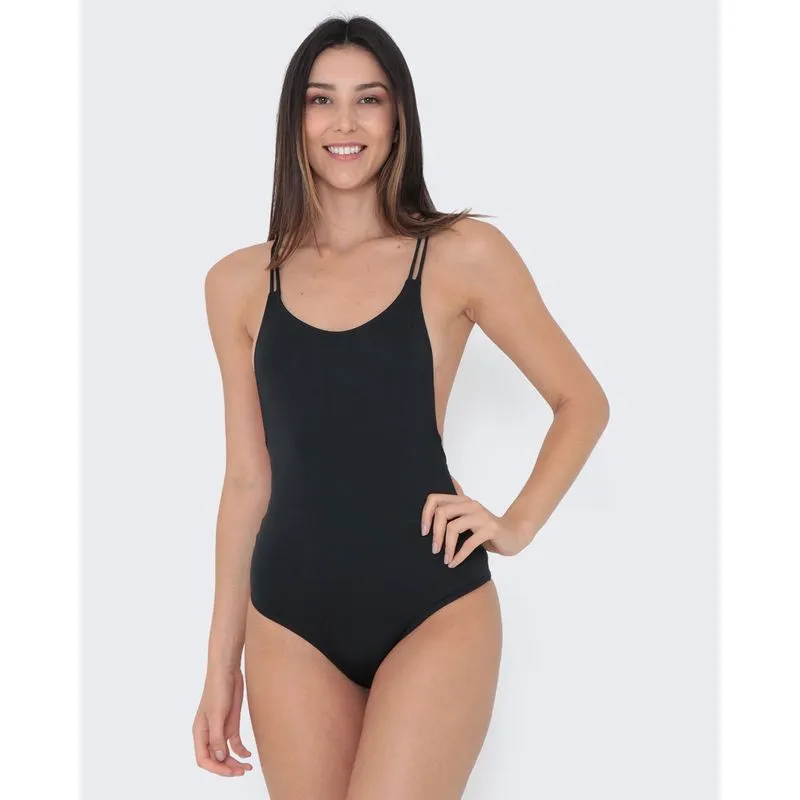 Maiô Cavado Tiras Cruzadas Liso Preto M
