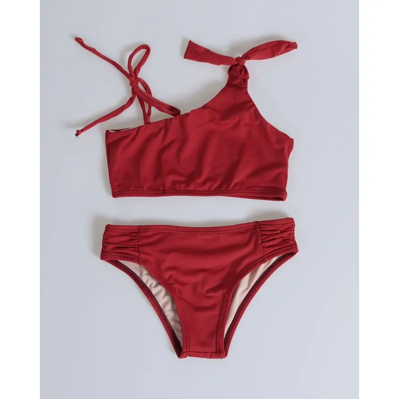Biquíni Conjunto Infantil Proteção UV Vermelho 4