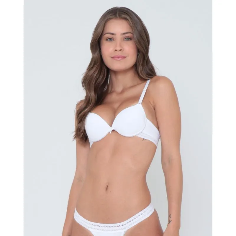Sutiã Push Up Com Bojo Recorte Branco 46