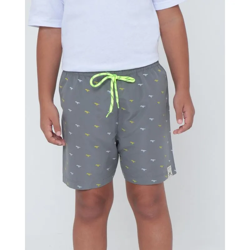 Bermuda Infantil Estampa Dinossauros Cinza 10