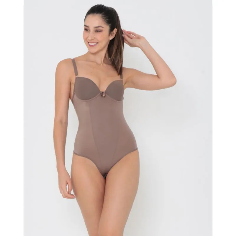 Body Modelador Fio Bojo Marrom M