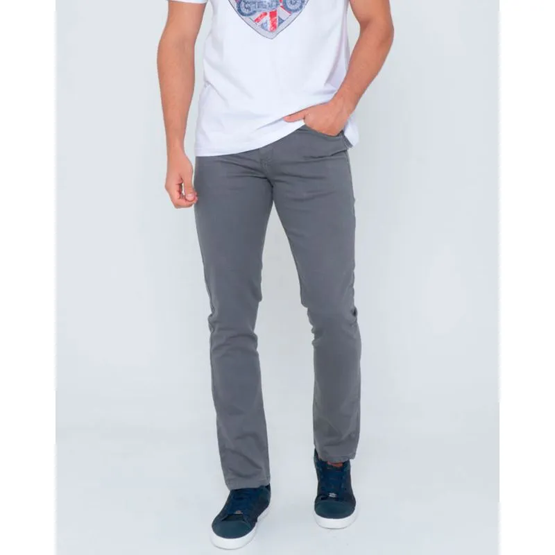 Calça Masculina Slim Sarja Cinza Chumbo 48