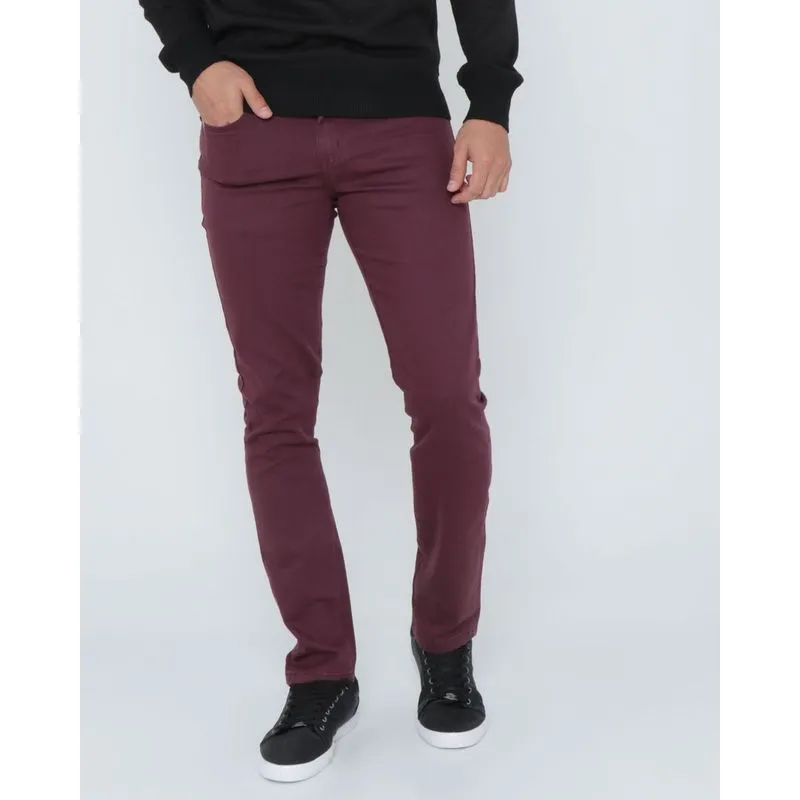 Calça Masculina Slim Sarja Vinho 48