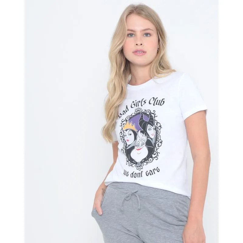 Blusa Manga Curta Estampada Vilãs Da Disney Branca M