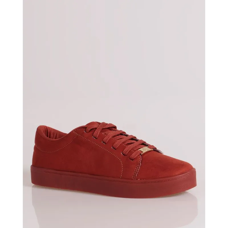 Tênis Feminino Casual Camurça Terracota 34