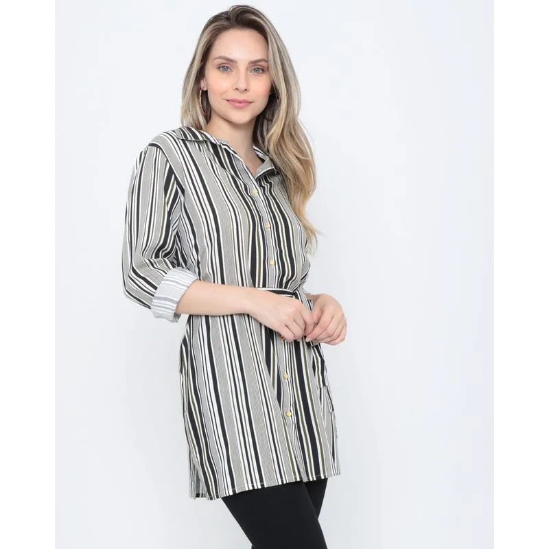 Camisa Chemise Listrada Verde G