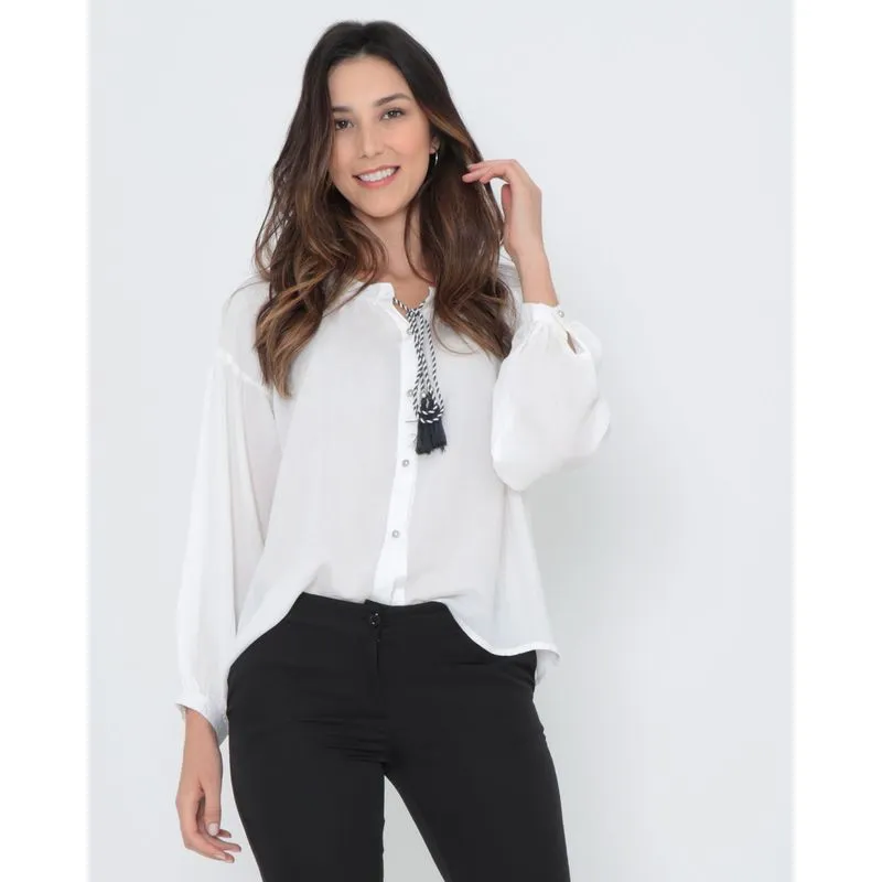 Camisa feminina Tassel Off White M